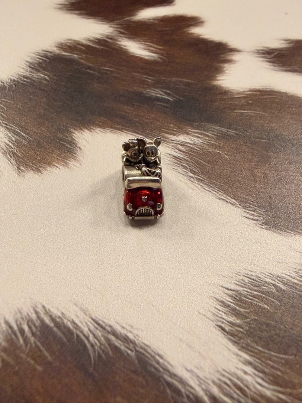 Silver Mickey & Minnie in Red Car Charm